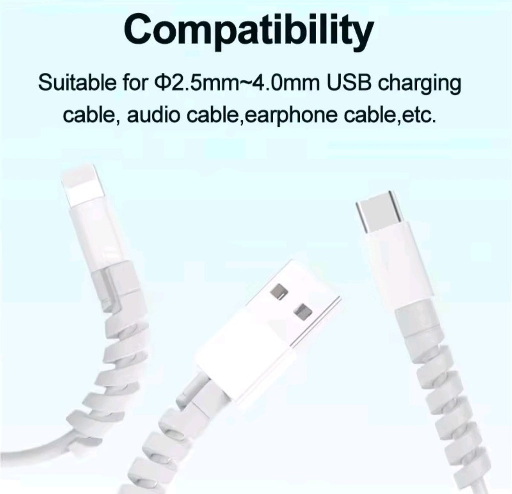 10pcs Cable Protector Silicone Charge Cable Spiral Winder Wire End Cord Savers Cover For Phone USB Charger Cable Accessories
